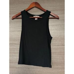 Victoria's Secret Black Ribbed Tank Top Size Medium Medium Soft Stretch NEW !!